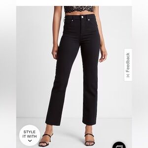 Express High Waisted Black Straight Ankle Jeans